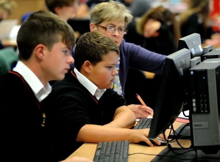 Students using computers