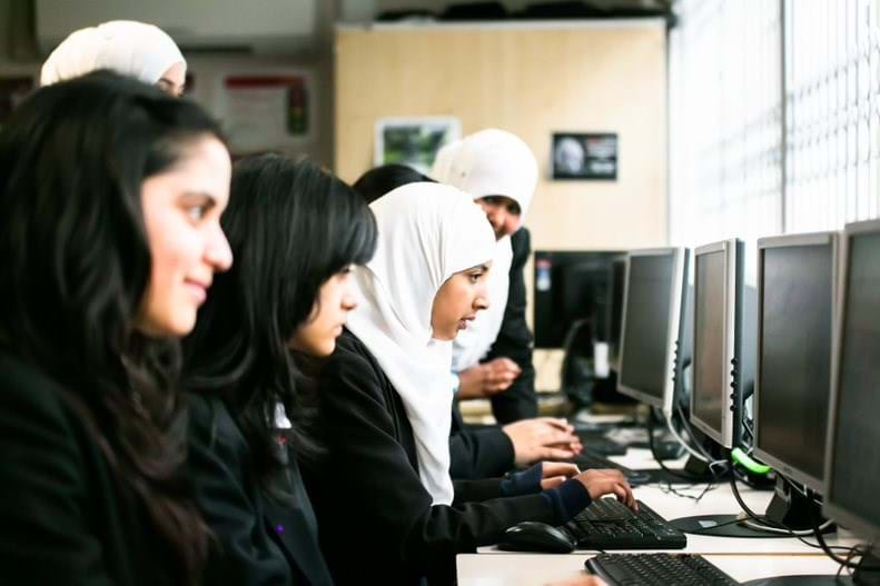 Students using computers