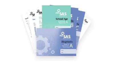 Stack of Singapore Ability Scales (SAS) assessments.