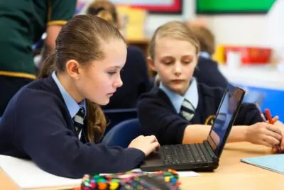 Student using laptop