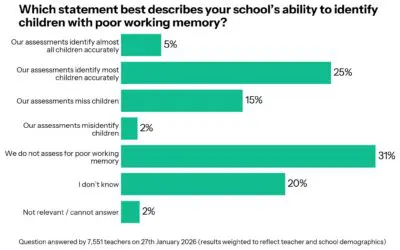 Graph showing the terms that best describe a schools ability to identify children with poor working memory