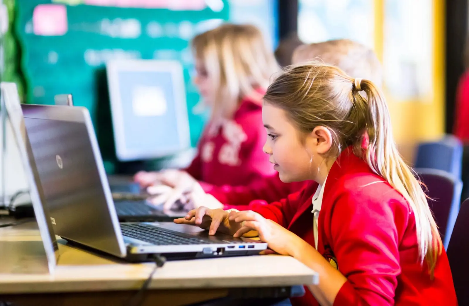 Student using a laptop