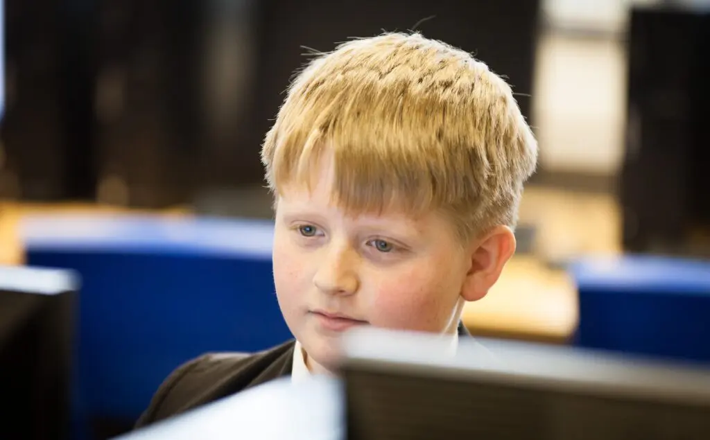 Student working at computer