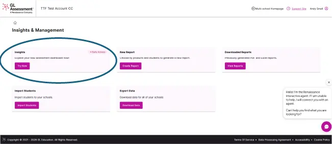 Screenshot showing where to locate insights